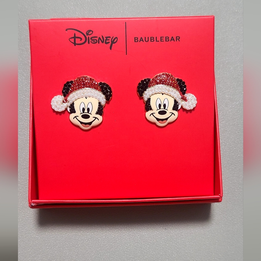 Disney X Baublebar Mickey Mouse Christmas Santa Stud Earrings